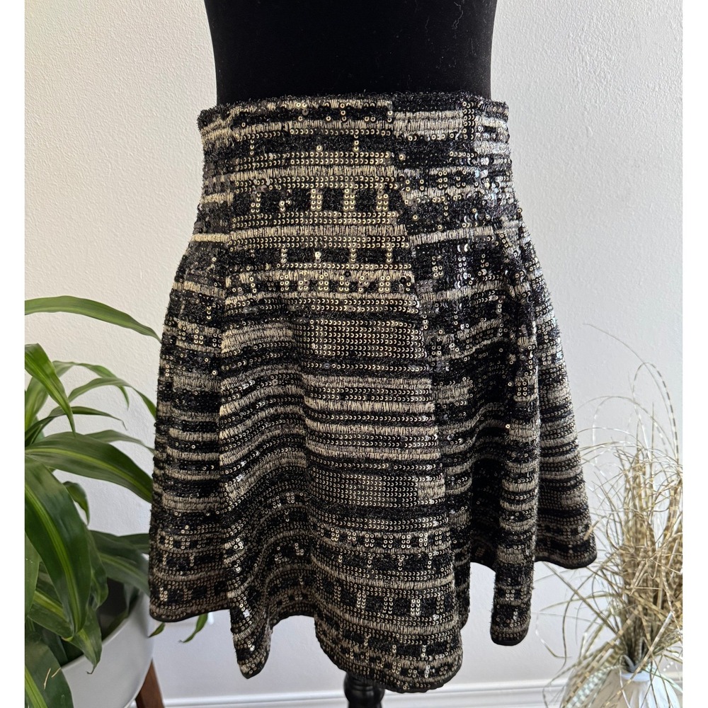 Muse by Marchesa Sequin A-line Mini Skirt Size 10 NWT Tweed Tweed-Look Metallic